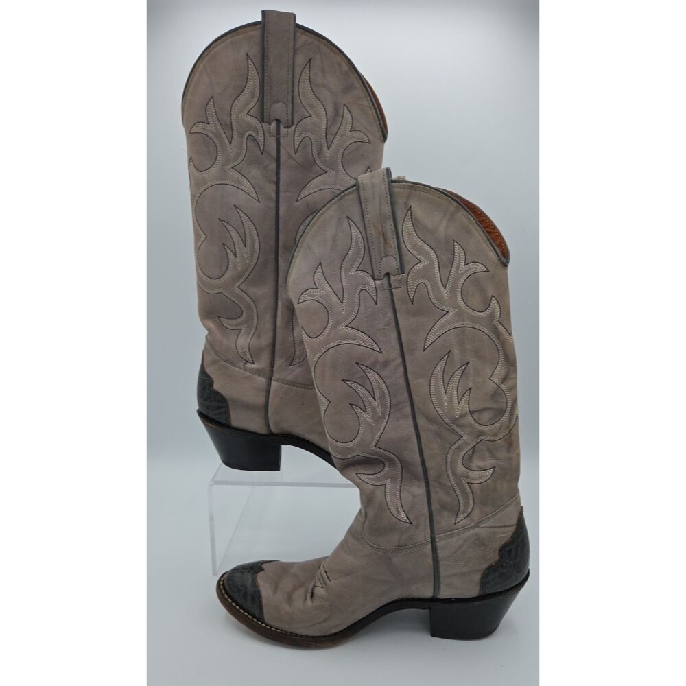 Texas Brand Boots Gray/Black Women’s Size 7.5 M Pointed Toe Cowboy Western - Picture 2 of 8